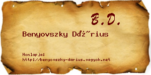 Benyovszky Dárius névjegykártya